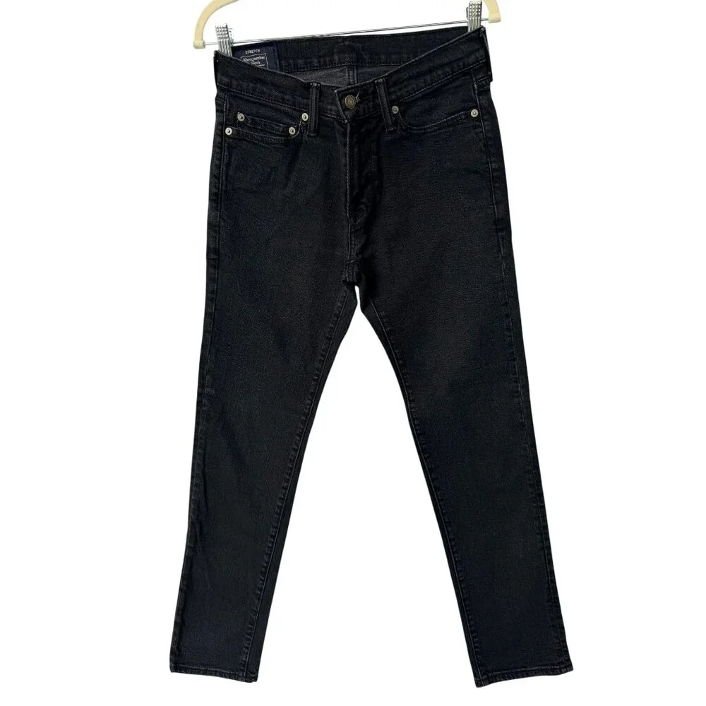 Abercrombie & Fitch Mens Skinny Black Jeans 29x30 Stretch Denim - Picture 2 of 11